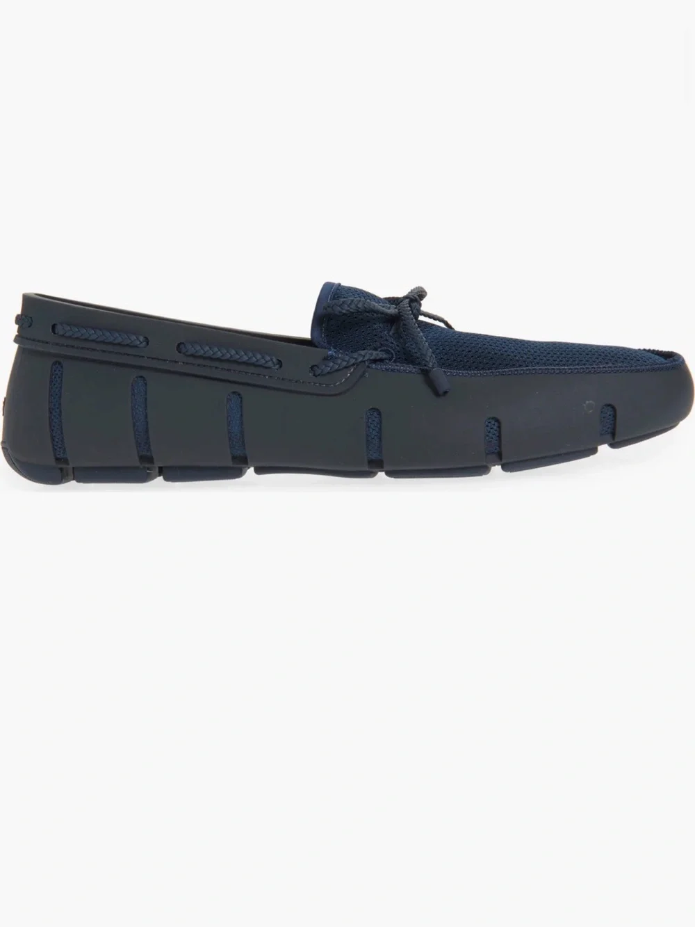 SWIMS Braided Lace Loafers Men's Navy blue Driving Moccasins Rubber NEW 8.5
